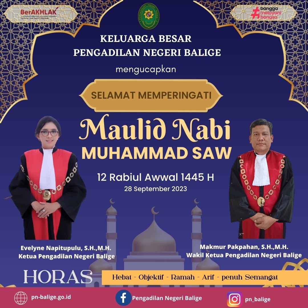 Selamat Memperingati Maulid Nabi Muhammad SAW 12 Rabiul Awal 1445 H /28 September 2023